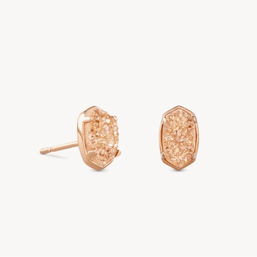 Kendra Scott Emilie Rose Gold Stud Earrings in Sand Drusy